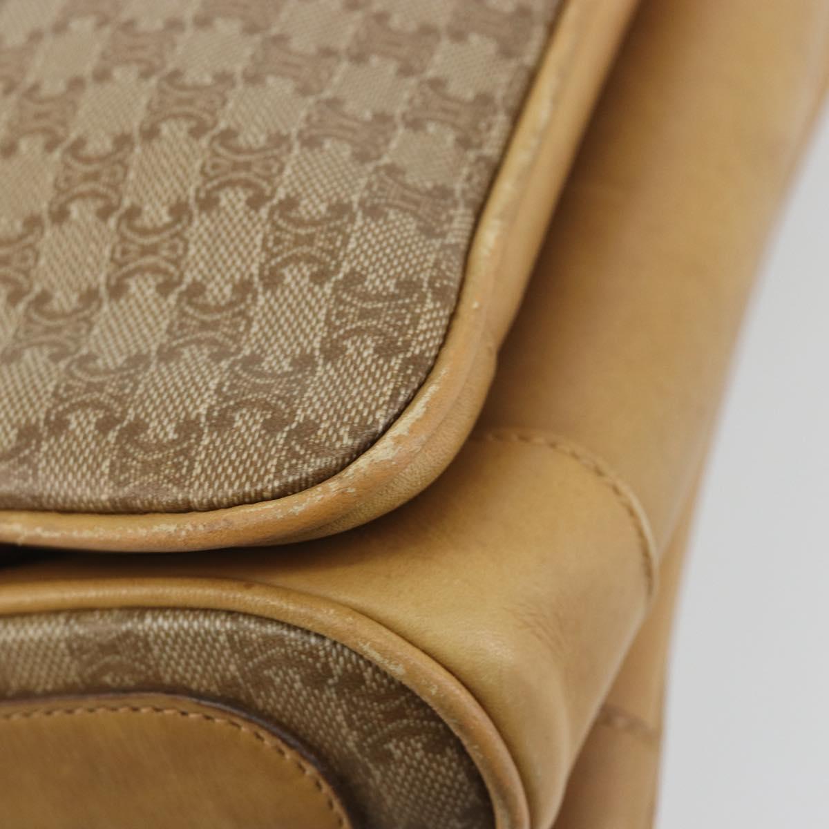 CELINE Macadam Canvas Shoulder Bag PVC Beige Gold Auth 196251