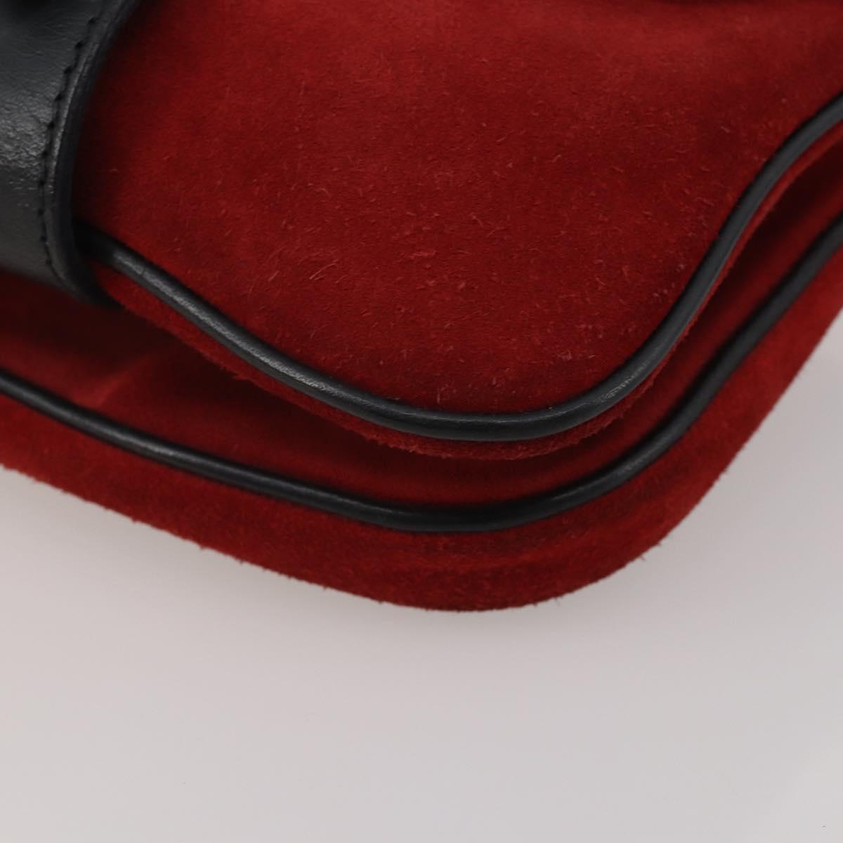 Miu Miu Shoulder Bag Suede Leather Red Black Auth 196252A
