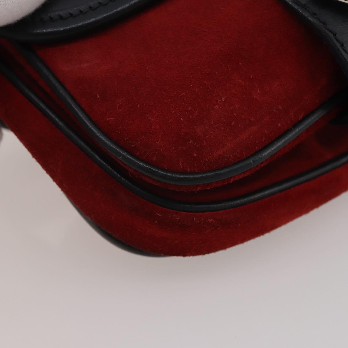 Miu Miu Shoulder Bag Suede Leather Red Black Auth 196252A