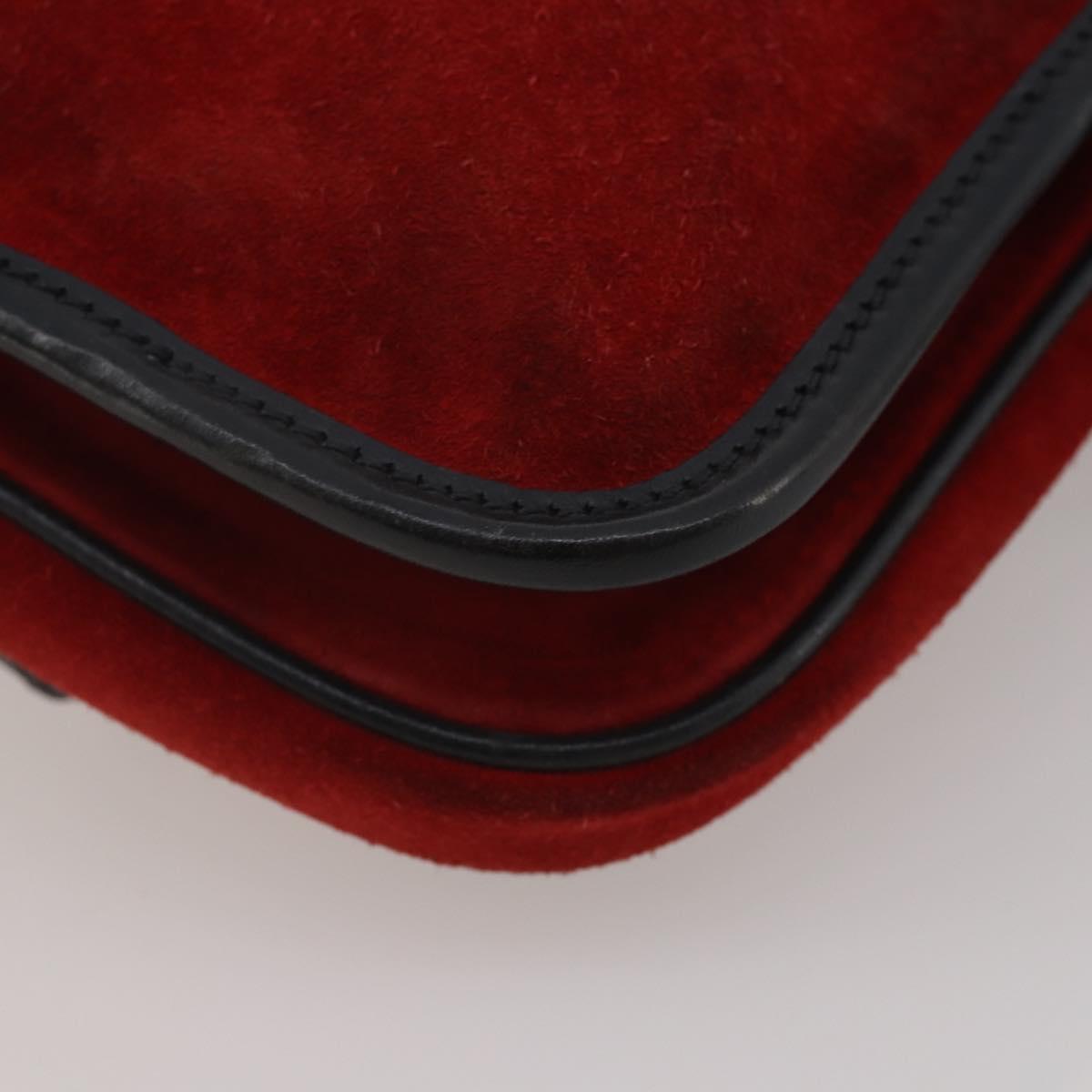 Miu Miu Shoulder Bag Suede Leather Red Black Auth 196252A