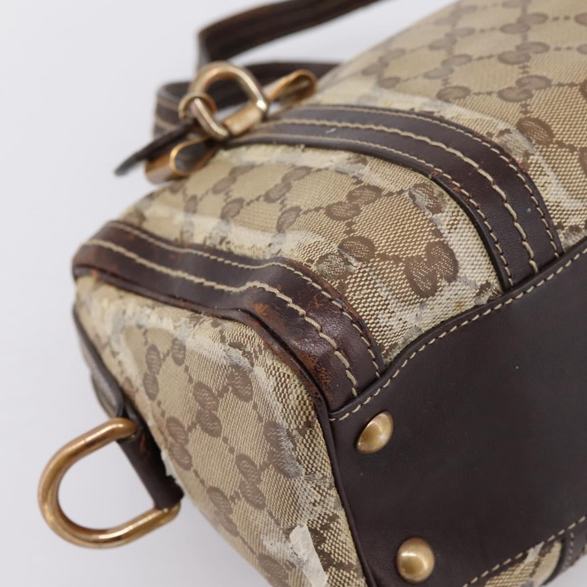 GUCCI GG Crystal Hand Bag Coated Canvas Beige Gold 181487 Auth 196257