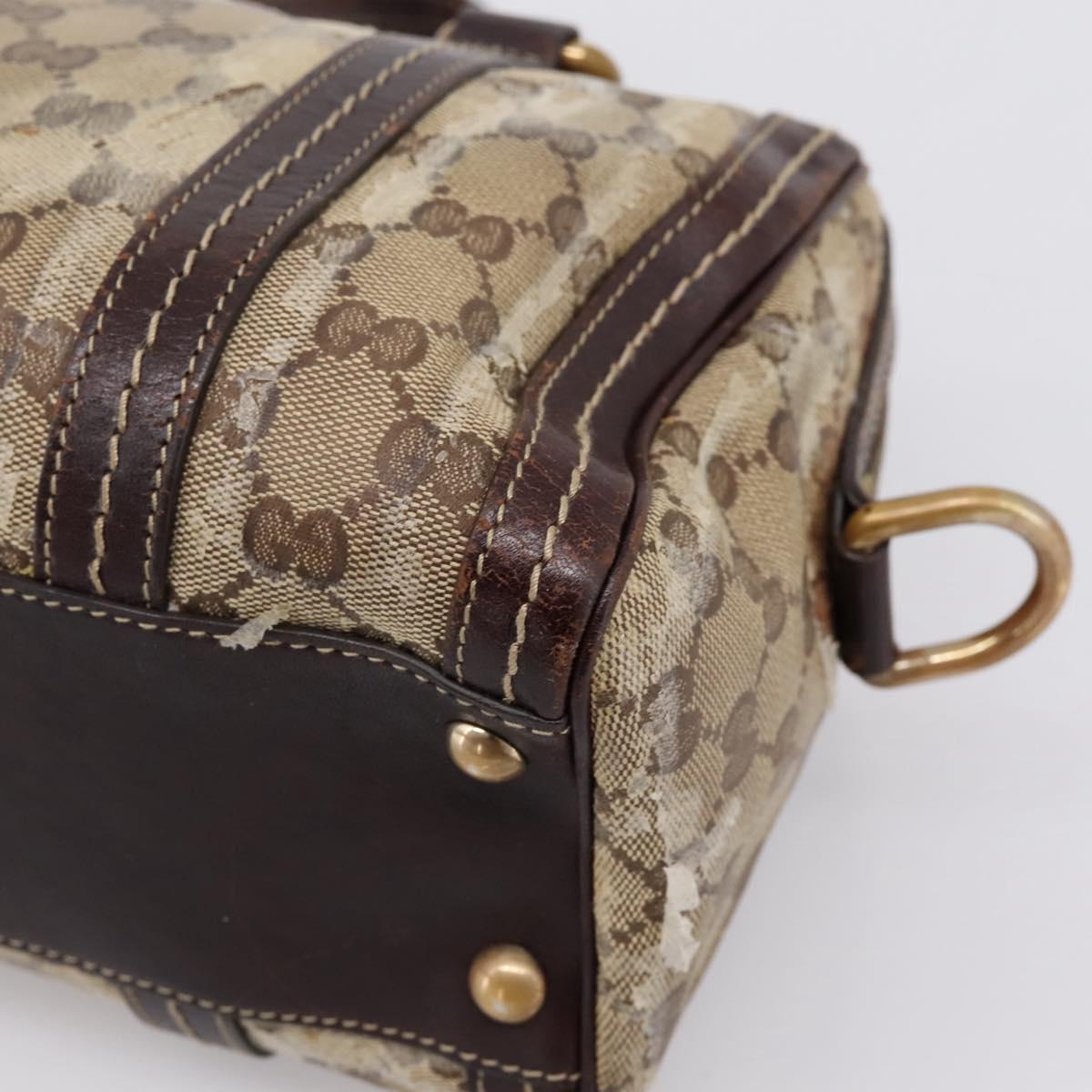 GUCCI GG Crystal Hand Bag Coated Canvas Beige Gold 181487 Auth 196257