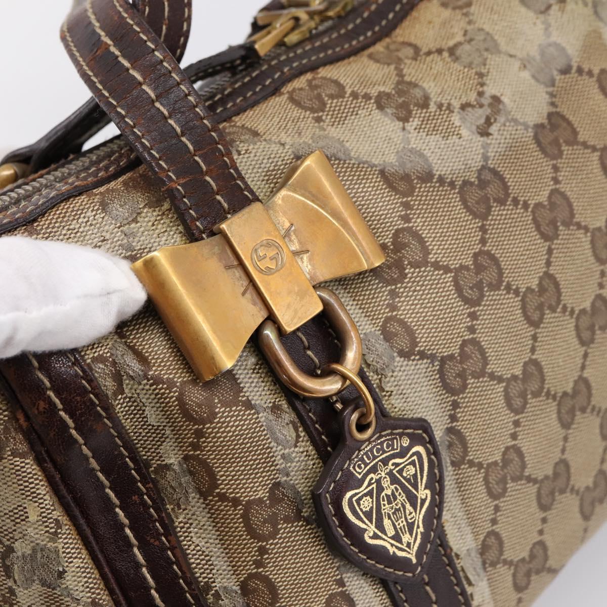 GUCCI GG Crystal Hand Bag Coated Canvas Beige Gold 181487 Auth 196257