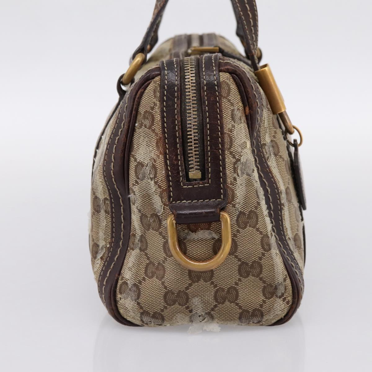 GUCCI GG Crystal Hand Bag Coated Canvas Beige Gold 181487 Auth 196257