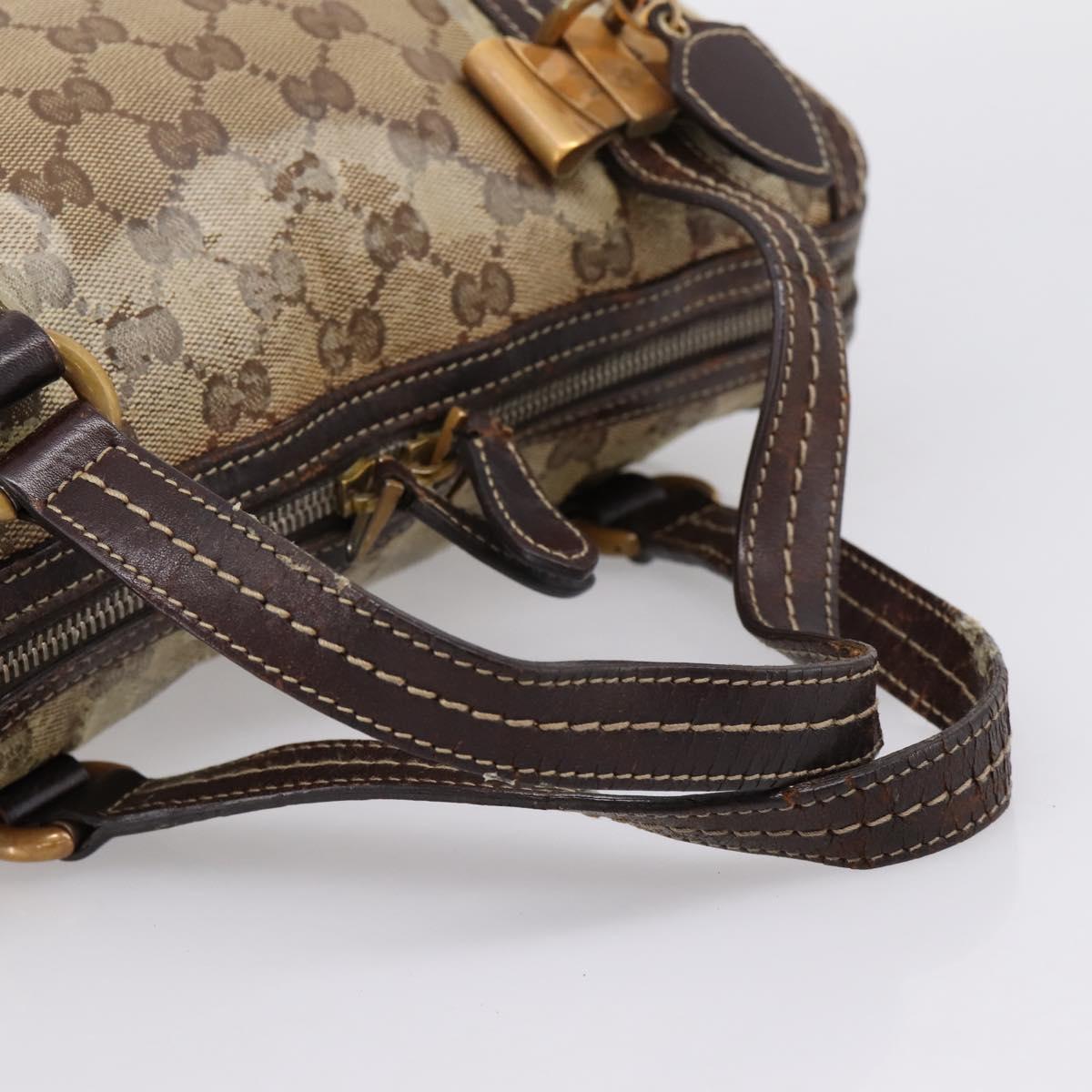 GUCCI GG Crystal Hand Bag Coated Canvas Beige Gold 181487 Auth 196257