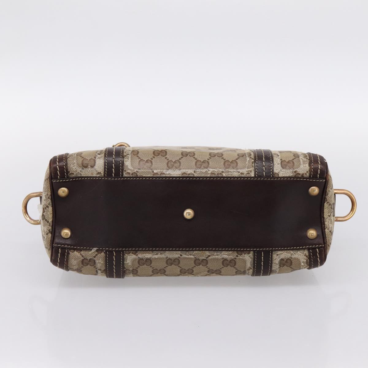GUCCI GG Crystal Hand Bag Coated Canvas Beige Gold 181487 Auth 196257