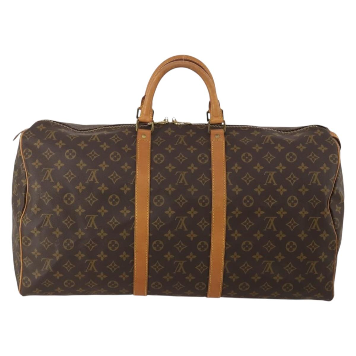 LOUIS VUITTON Monogram Keepall 55 Boston Bag M41424 LV Auth 196263A