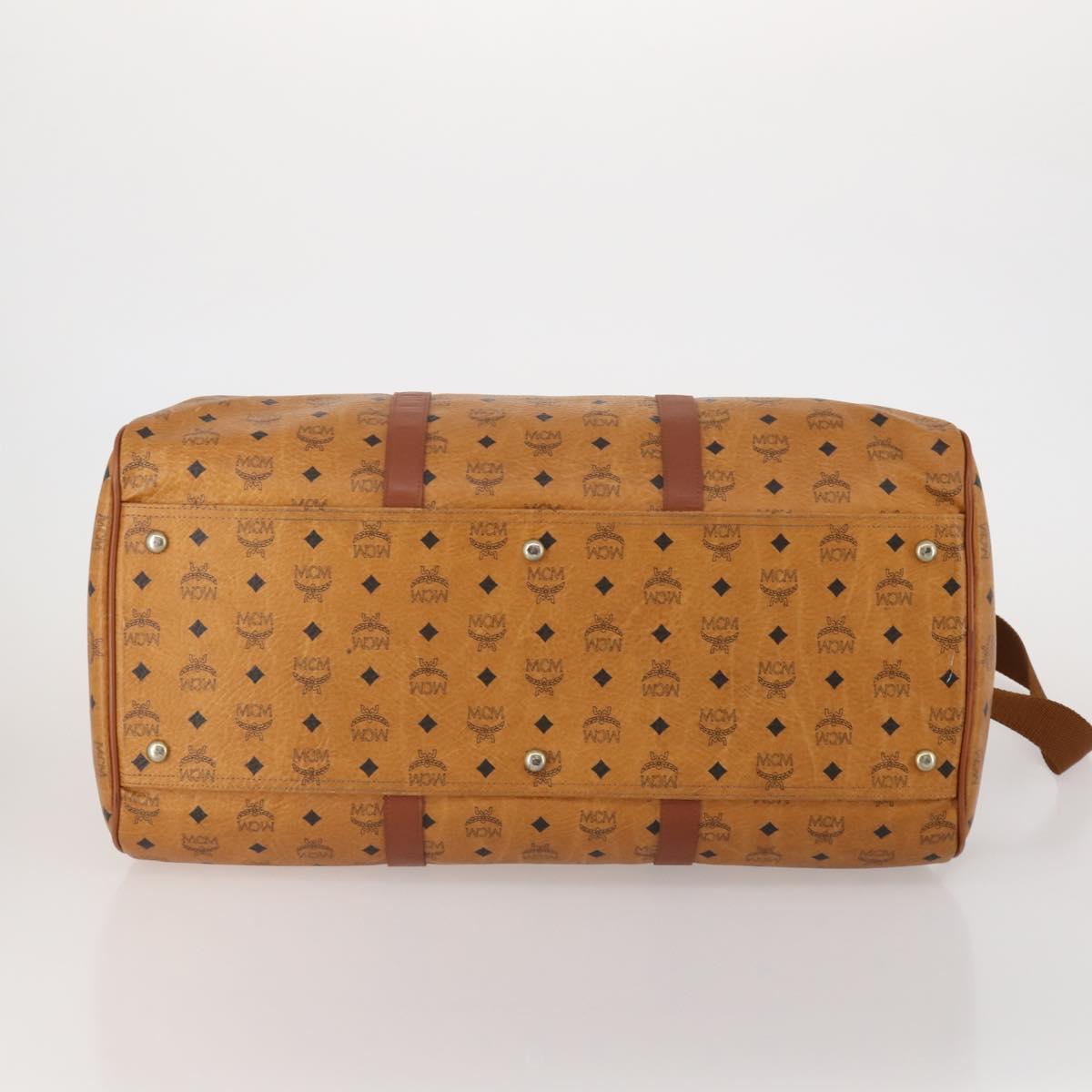MCM Logogram Vicetos Mini Boston Bag PVC Leather 2way Brown Gold Auth 196266A
