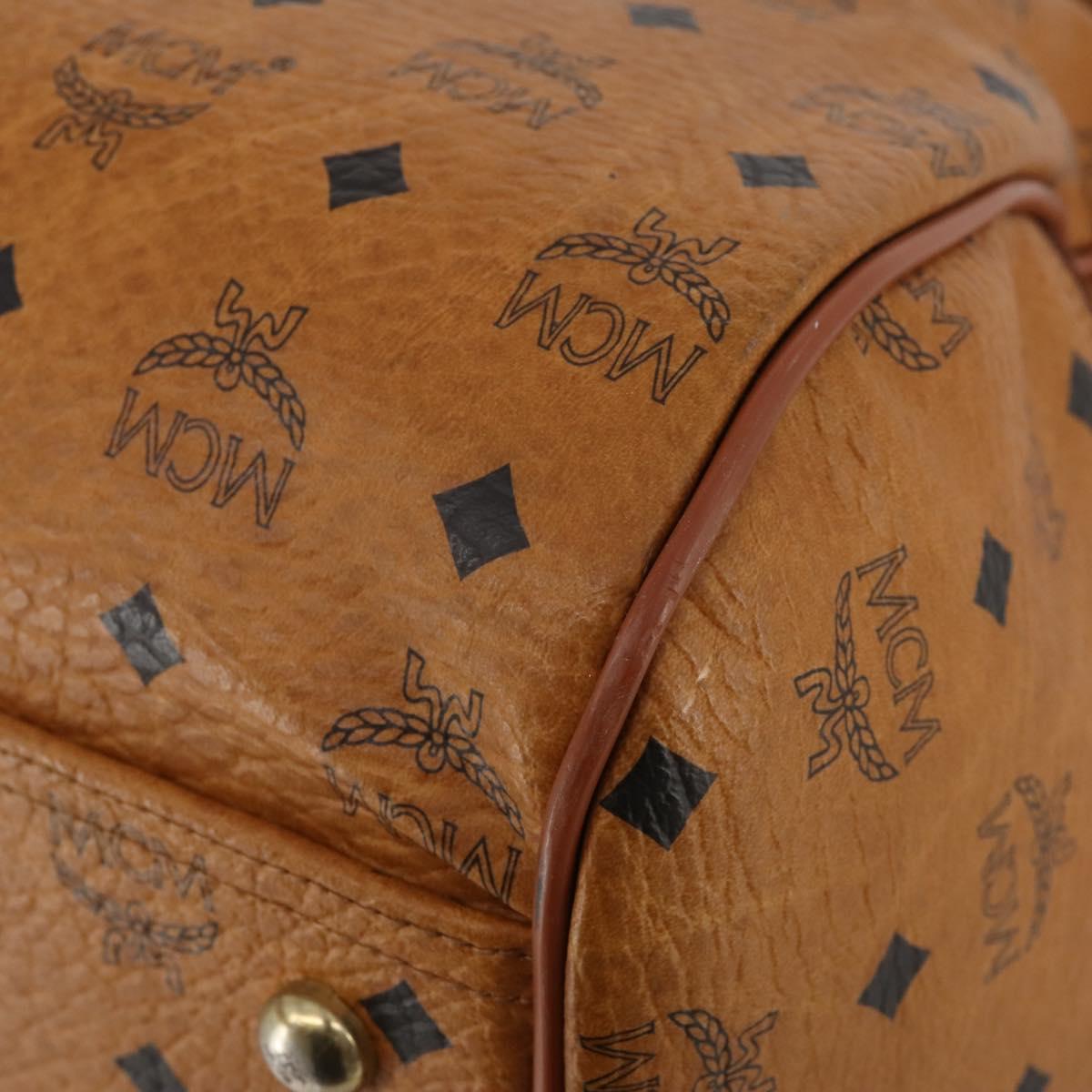 MCM Logogram Vicetos Mini Boston Bag PVC Leather 2way Brown Gold Auth 196266A