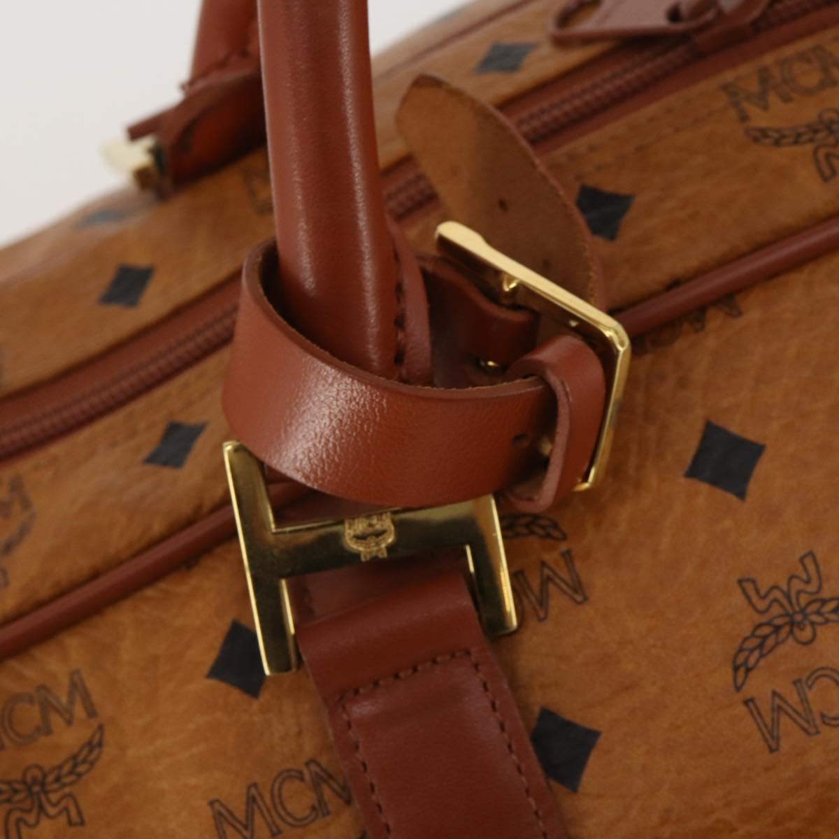 MCM Logogram Vicetos Mini Boston Bag PVC Leather 2way Brown Gold Auth 196266A