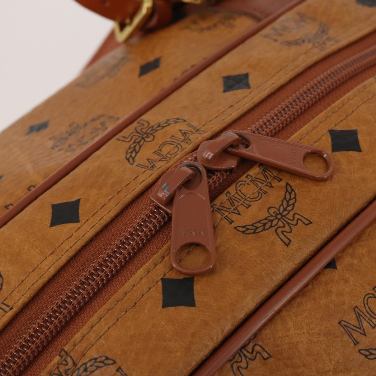 MCM Logogram Vicetos Mini Boston Bag PVC Leather 2way Brown Gold Auth 196266A