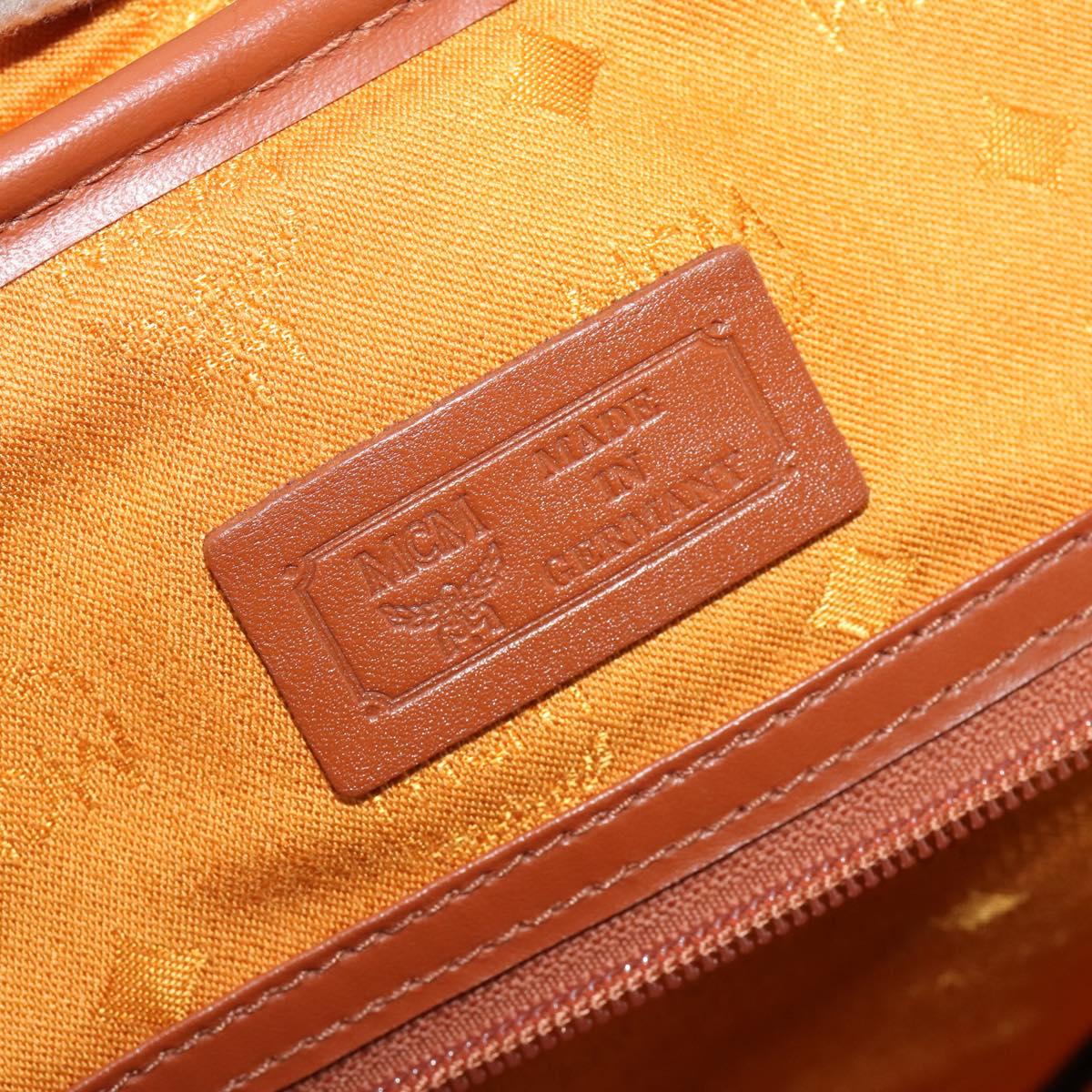 MCM Logogram Vicetos Mini Boston Bag PVC Leather 2way Brown Gold Auth 196266A