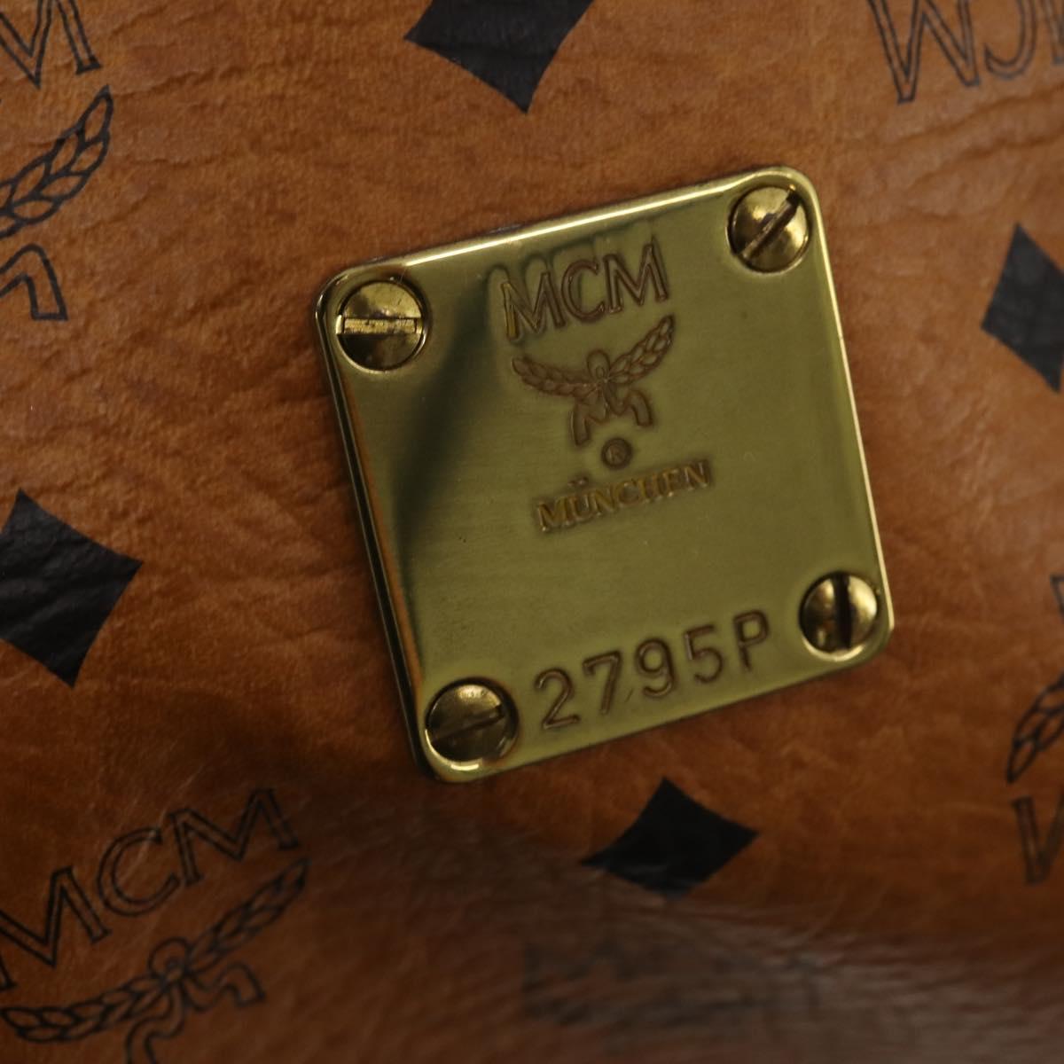 MCM Logogram Vicetos Mini Boston Bag PVC Leather 2way Brown Gold Auth 196266A