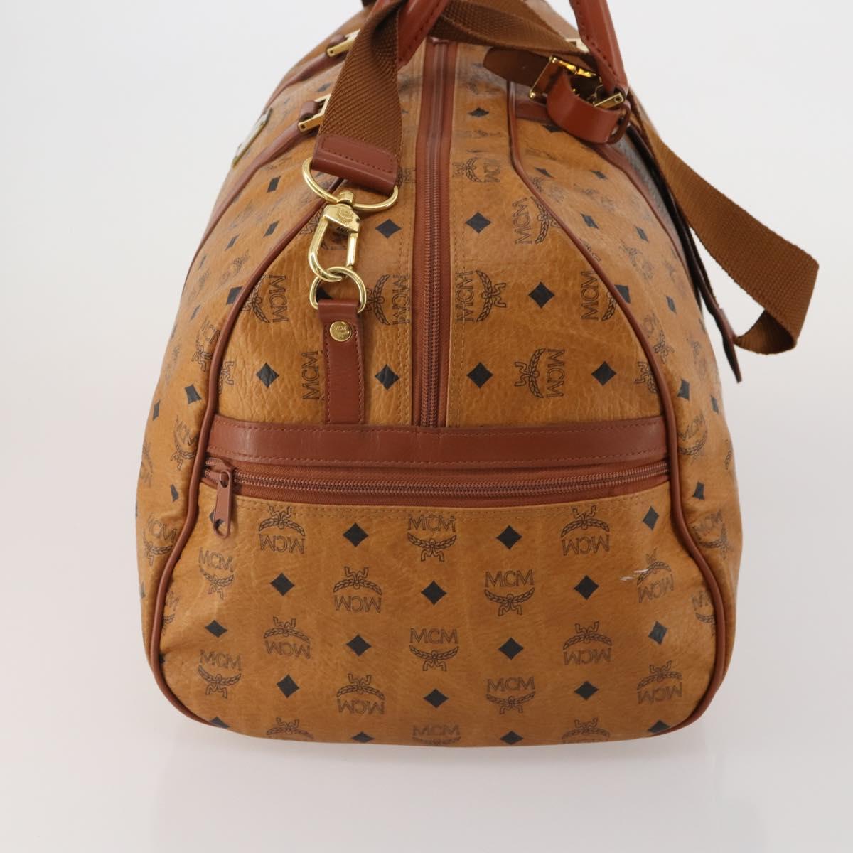 MCM Logogram Vicetos Mini Boston Bag PVC Leather 2way Brown Gold Auth 196266A