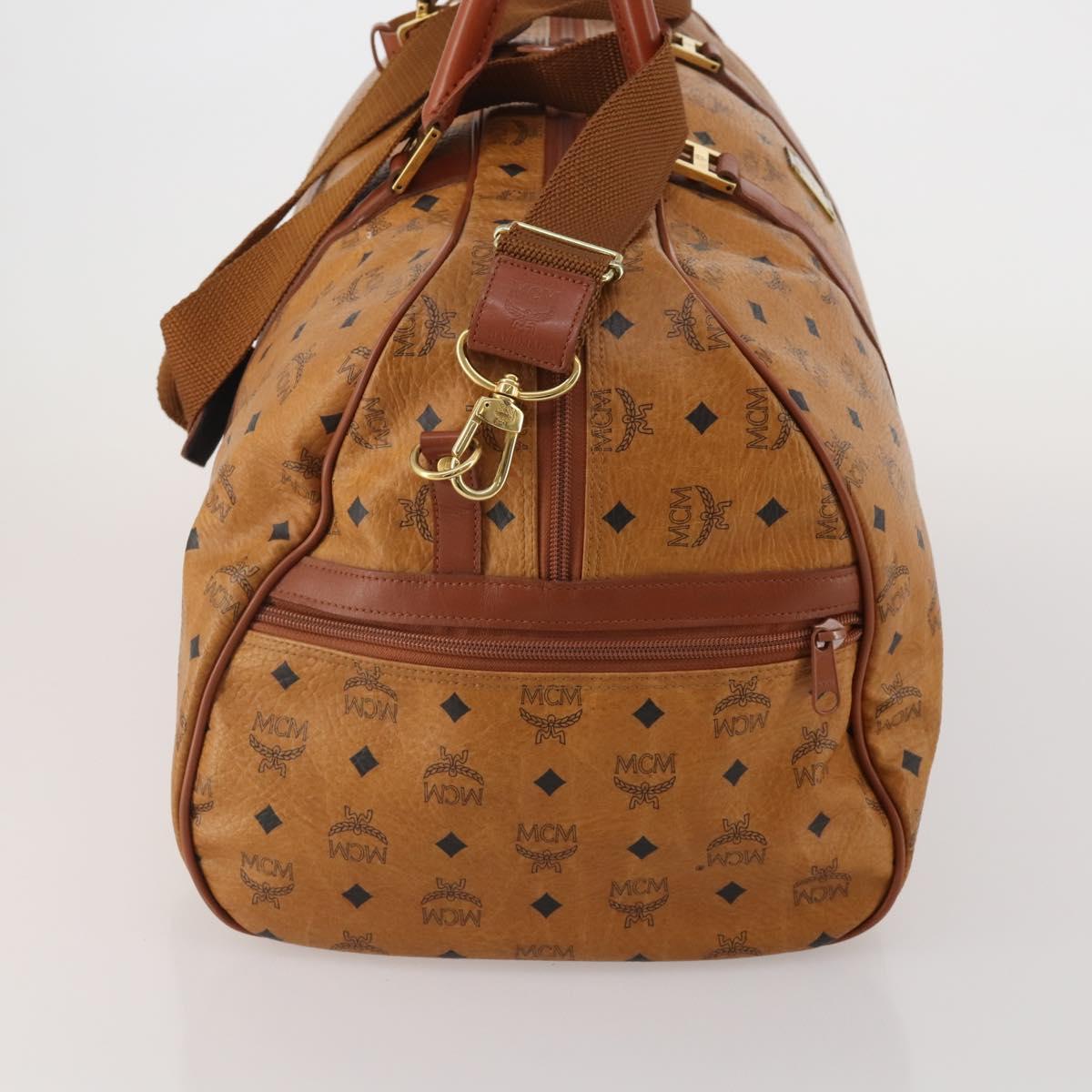 MCM Logogram Vicetos Mini Boston Bag PVC Leather 2way Brown Gold Auth 196266A