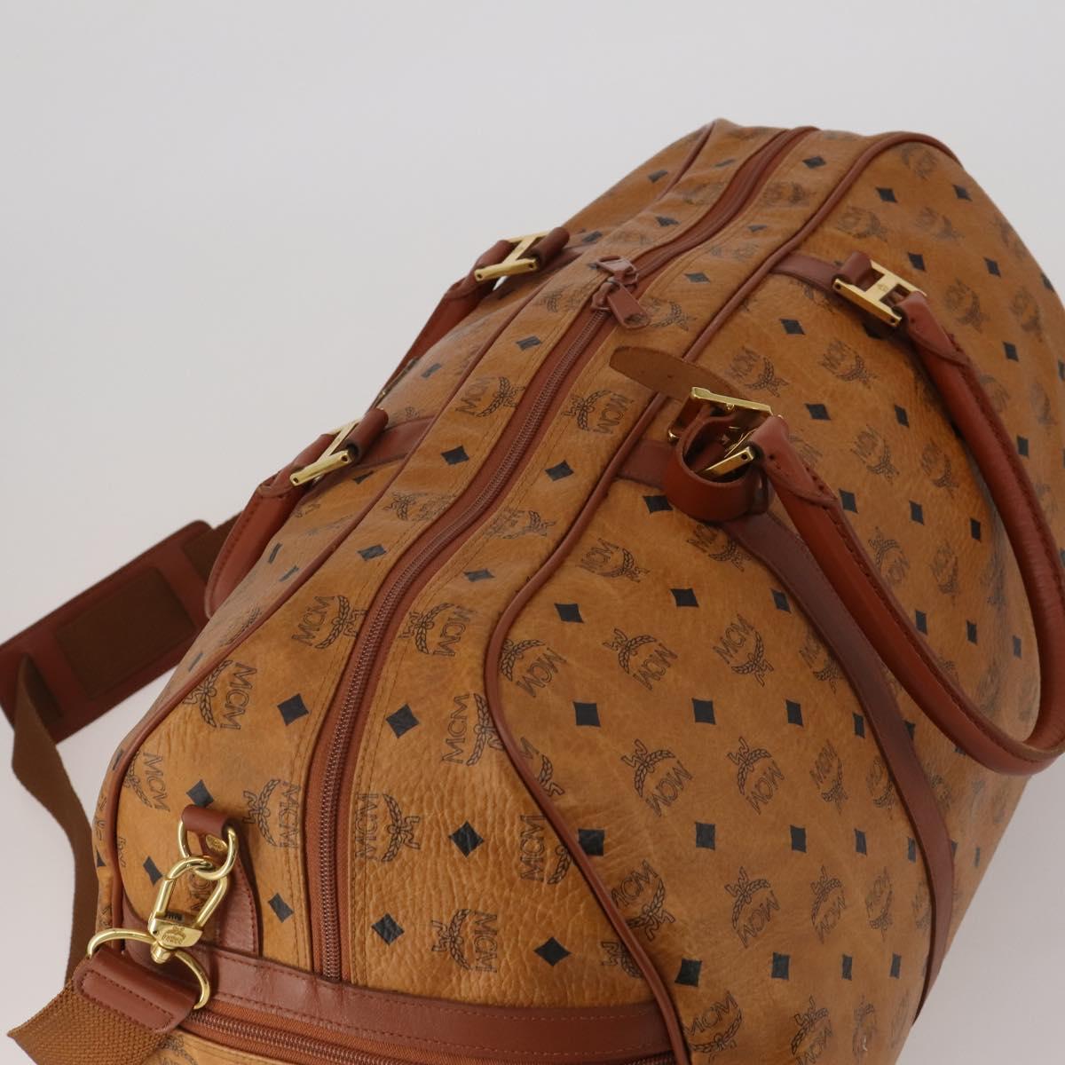 MCM Logogram Vicetos Mini Boston Bag PVC Leather 2way Brown Gold Auth 196266A