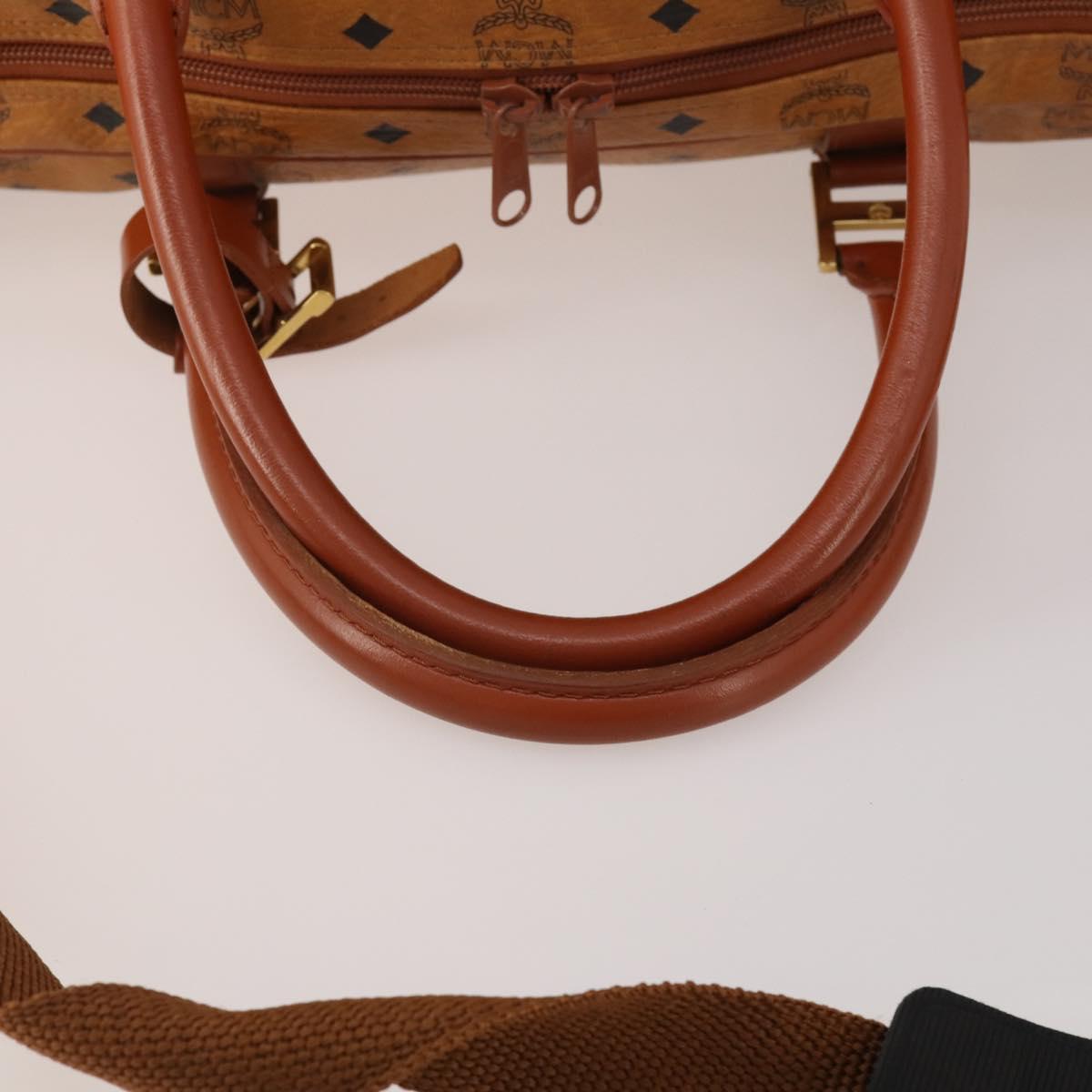MCM Logogram Vicetos Mini Boston Bag PVC Leather 2way Brown Gold Auth 196266A