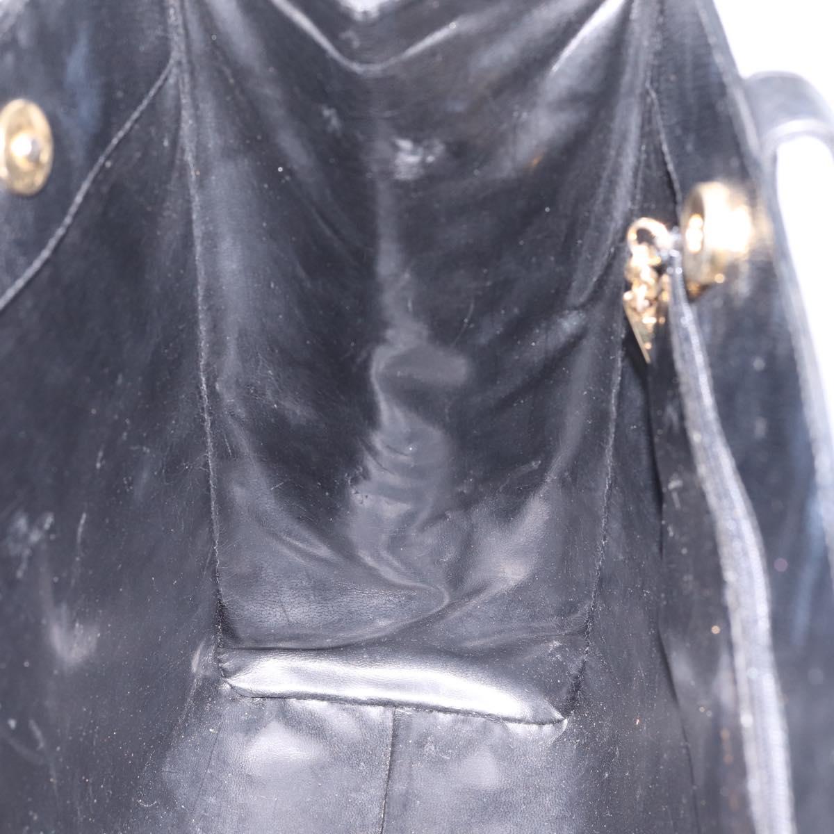 Salvatore Ferragamo Vala Tote Bag Leather Black Gold Auth 196268