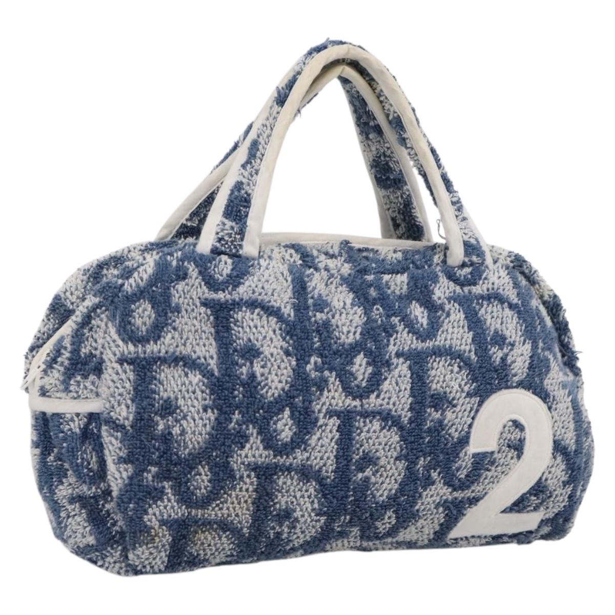 Christian Dior Trotter Canvas Hand Bag pile Blue Auth 196270A