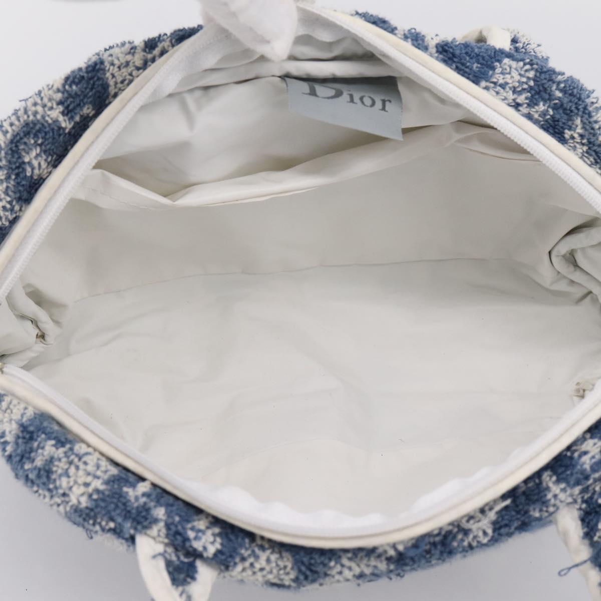 Christian Dior Trotter Canvas Hand Bag pile Blue Auth 196270A