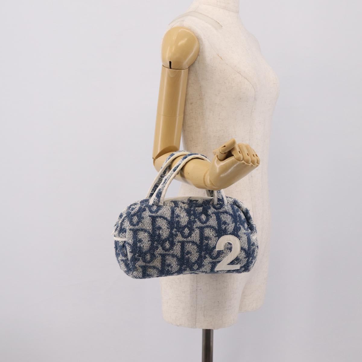 Christian Dior Trotter Canvas Hand Bag pile Blue Auth 196270A