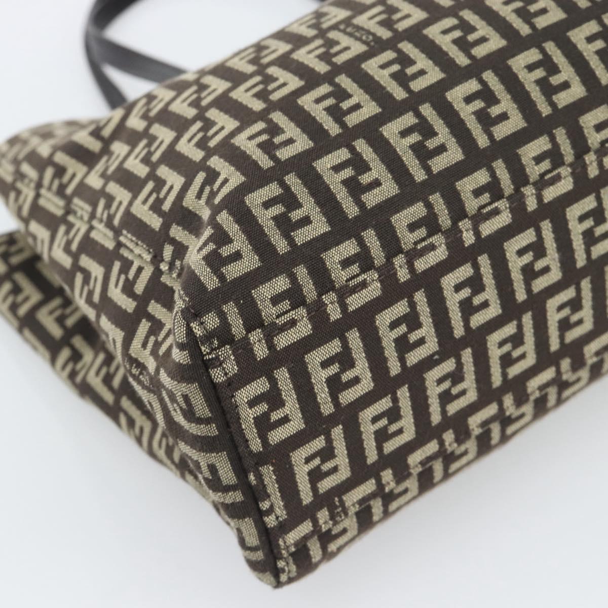 FENDI Zucchino Canvas Hand Bag Brown Auth 196271A