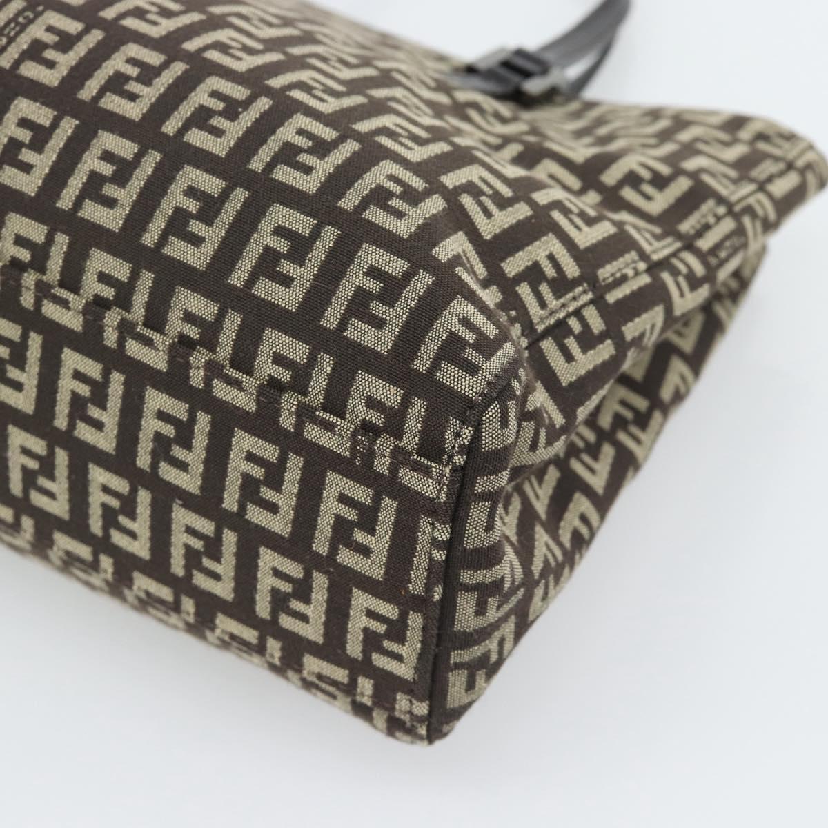 FENDI Zucchino Canvas Hand Bag Brown Auth 196271A
