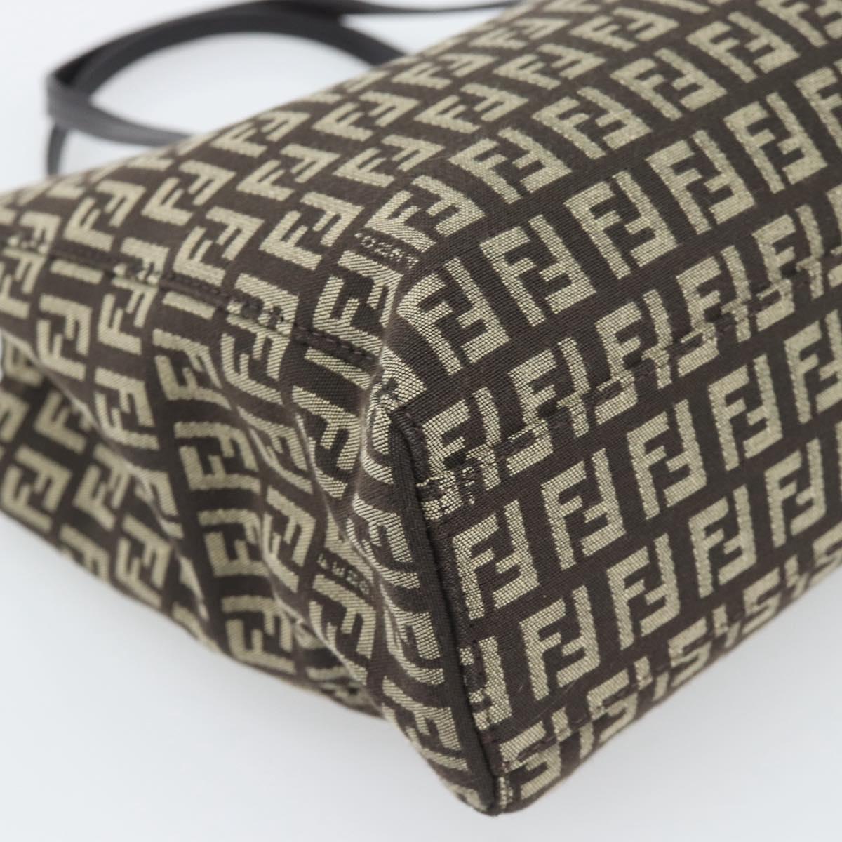 FENDI Zucchino Canvas Hand Bag Brown Auth 196271A