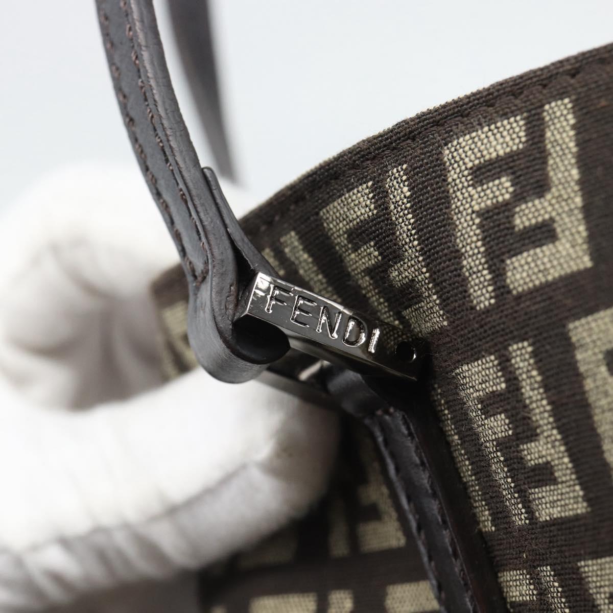 FENDI Zucchino Canvas Hand Bag Brown Auth 196271A