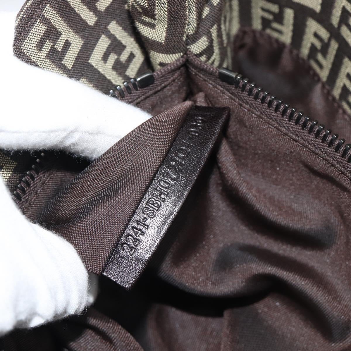 FENDI Zucchino Canvas Hand Bag Brown Auth 196271A