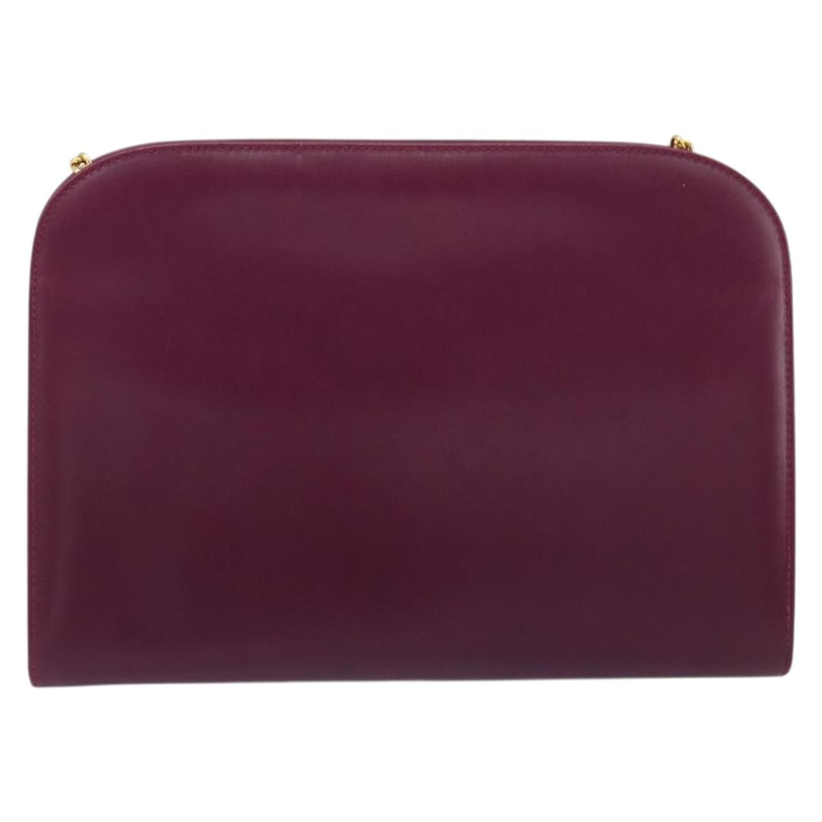 Salvatore Ferragamo Gancini Chain Shoulder Bag Leather Purple Gold Auth 196275A