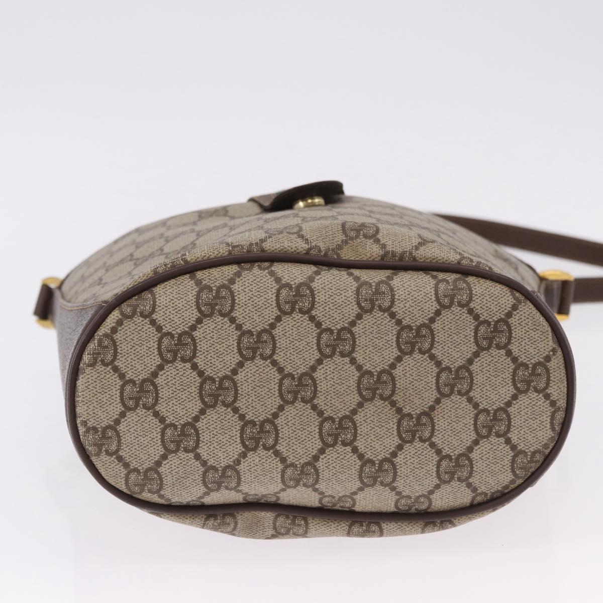 GUCCI GG Supreme Web Sherry Line Bag PVC Beige Gold 904 02 081 Auth 196276
