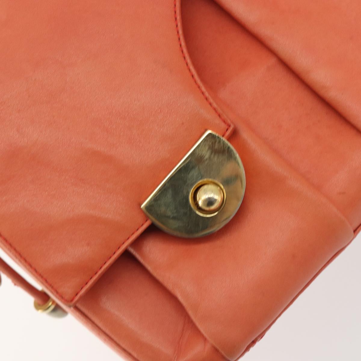 BALLY Chain Hand Bag Leather Orange Gold Auth 196277