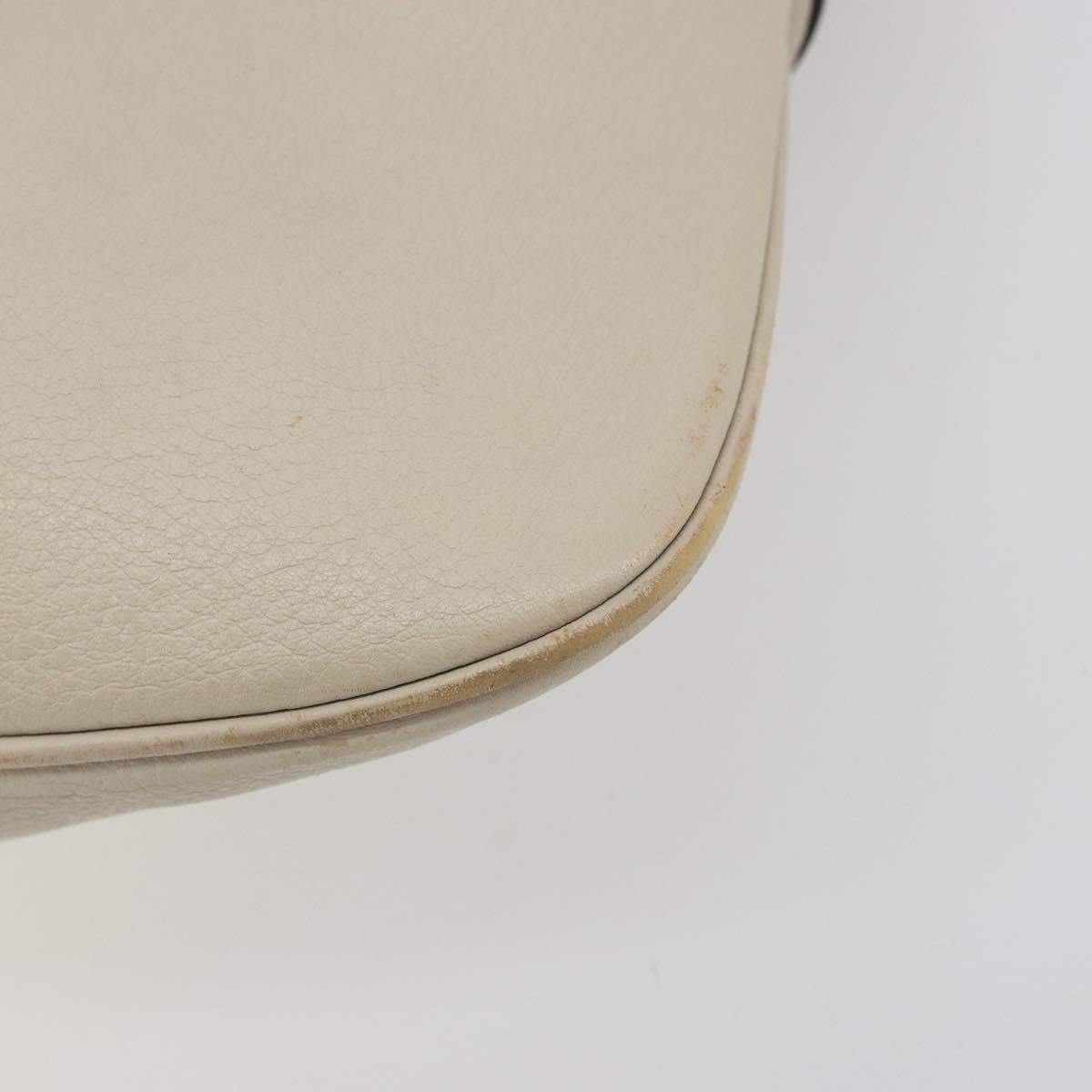 Salvatore Ferragamo Gancini Shoulder Bag Leather Ivory Silver Auth 196279