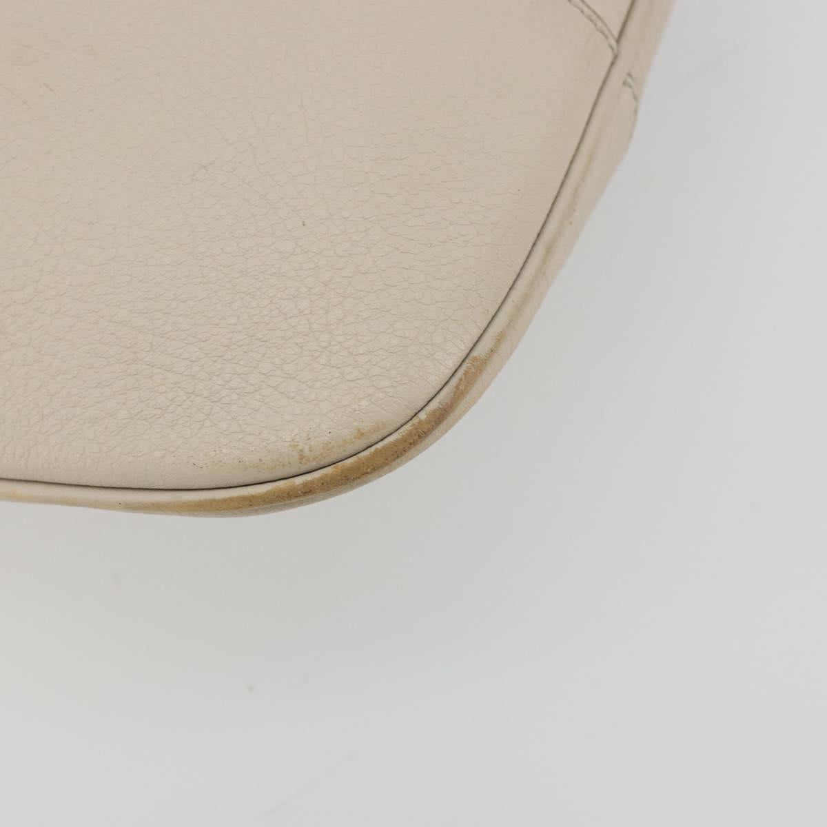 Salvatore Ferragamo Gancini Shoulder Bag Leather Ivory Silver Auth 196279