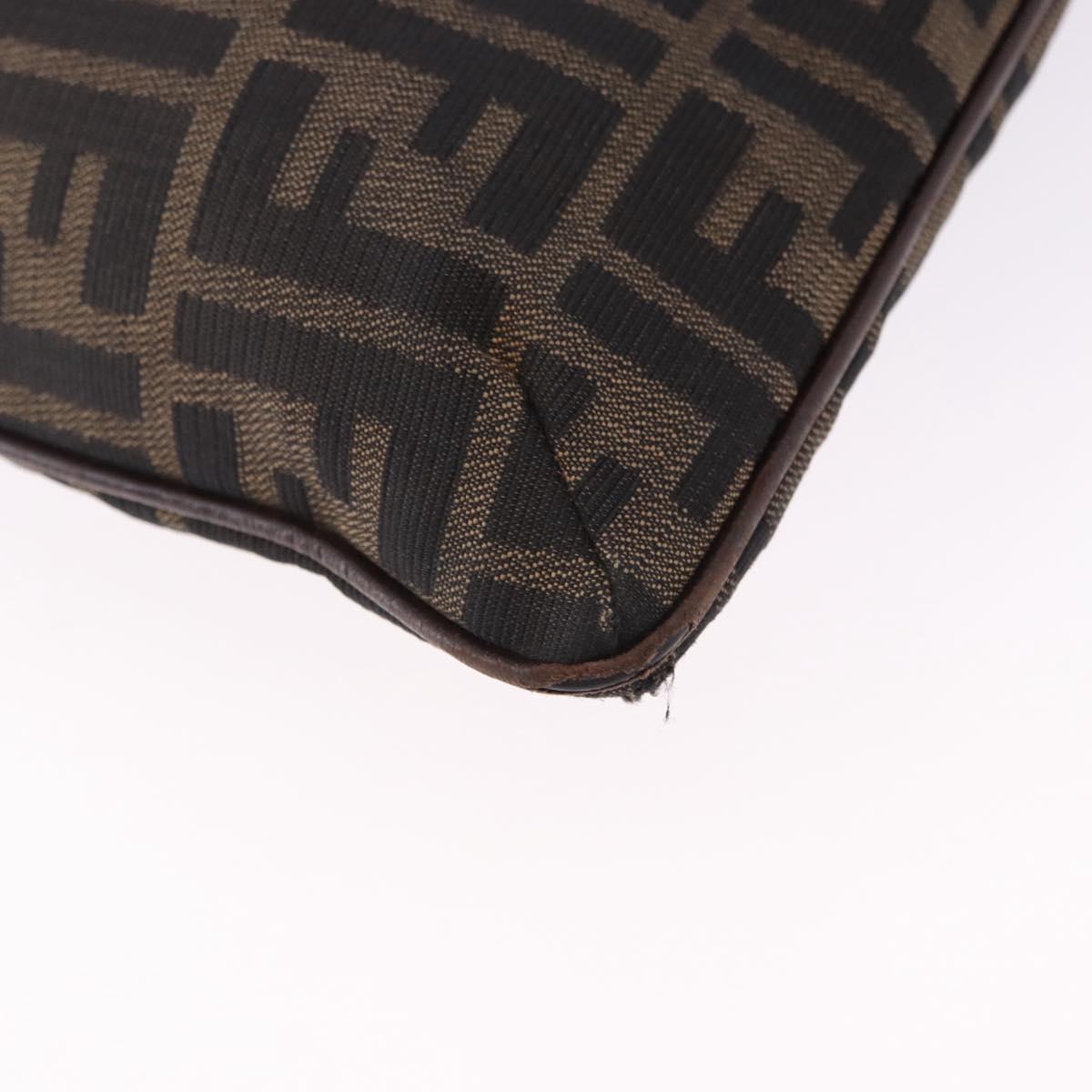 FENDI Zucca Canvas Shoulder Bag Brown Black Auth 196283