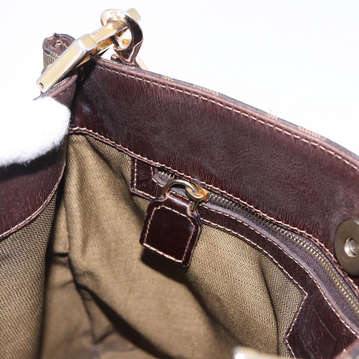 FENDI Zucca Canvas Shoulder Bag Brown Black Auth 196283