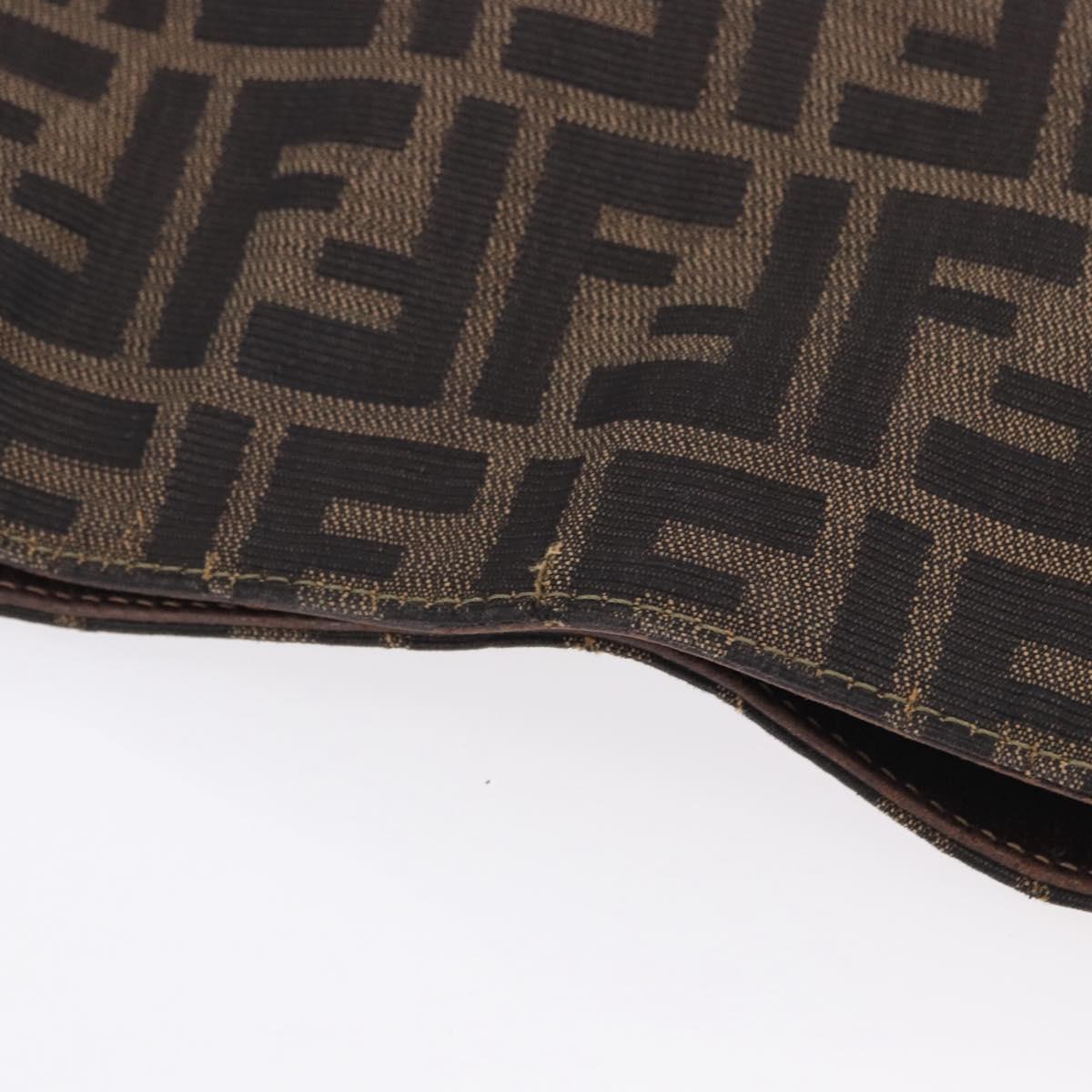FENDI Zucca Canvas Shoulder Bag Brown Black Auth 196283
