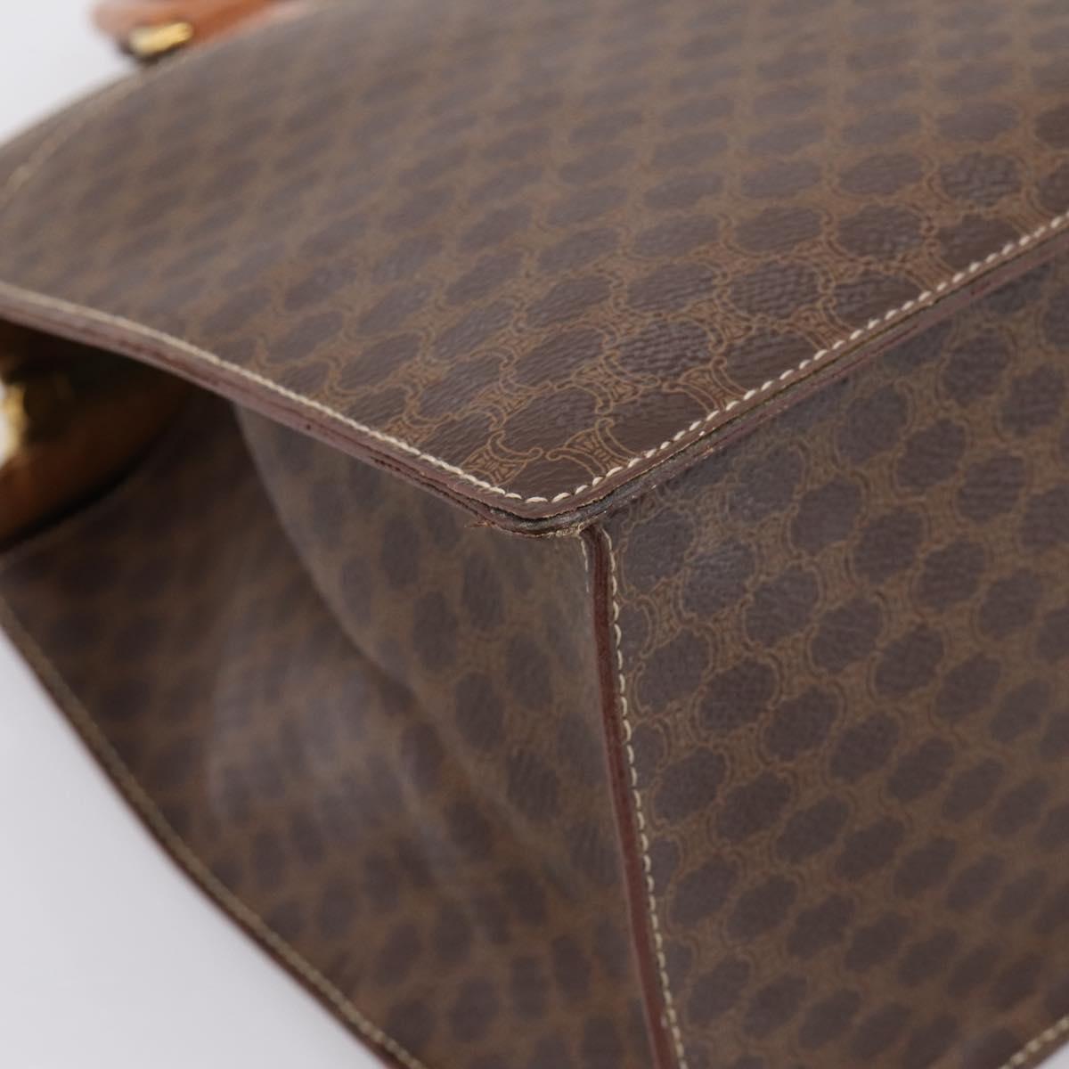 CELINE Macadam Canvas Hand Bag PVC Leather Brown Gold Auth 196285