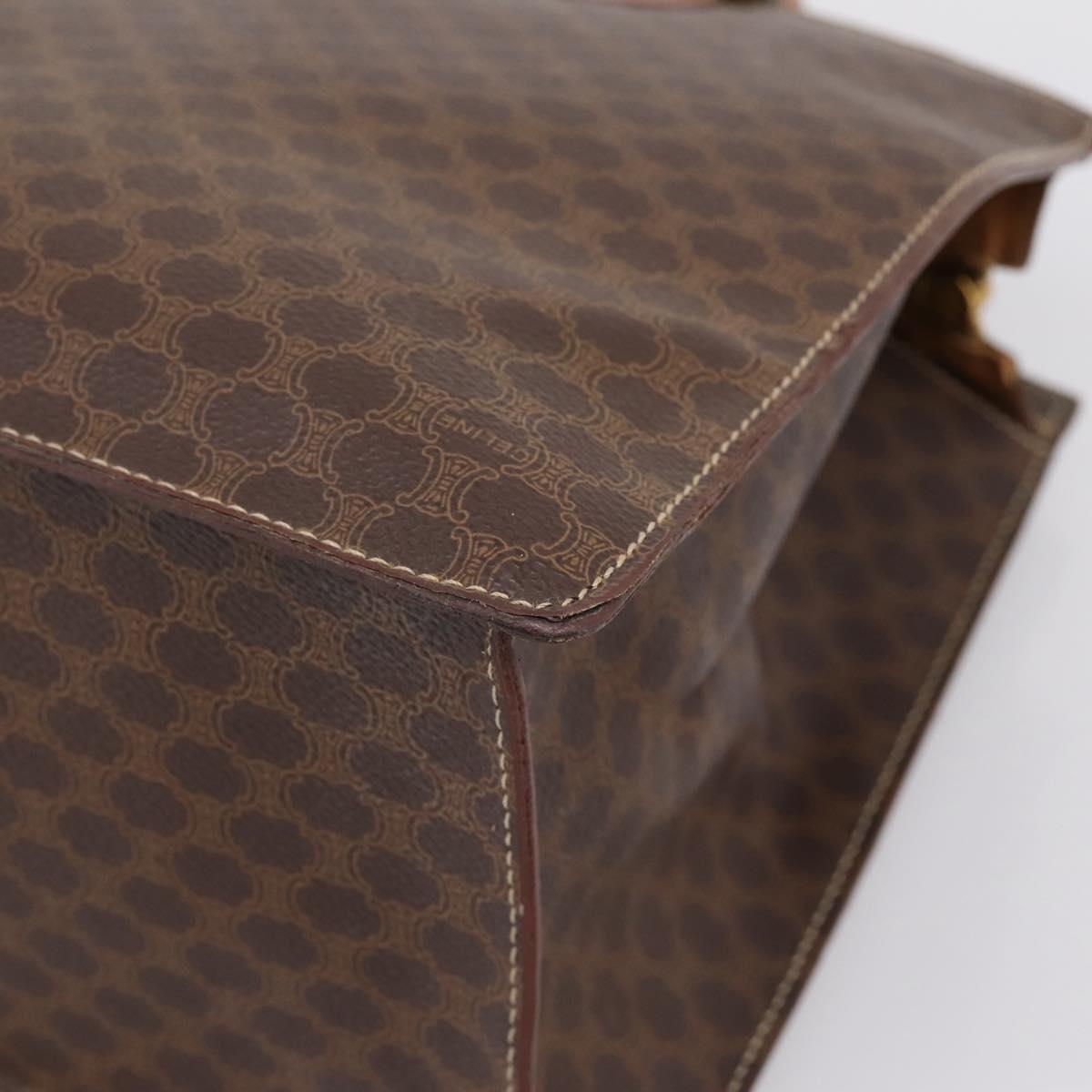 CELINE Macadam Canvas Hand Bag PVC Leather Brown Gold Auth 196285