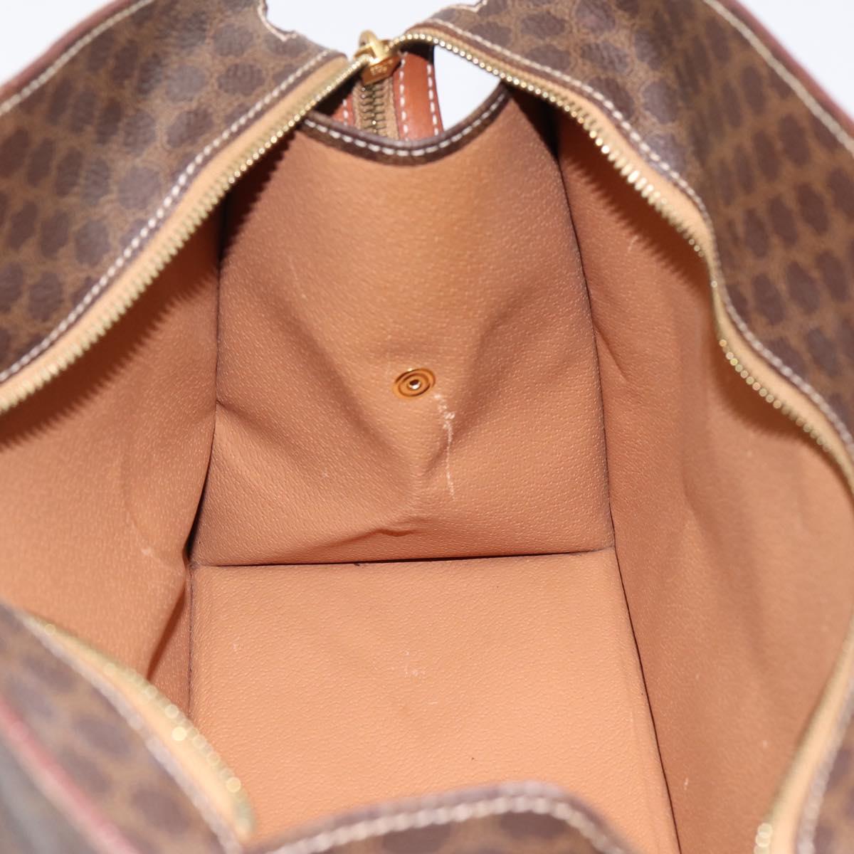 CELINE Macadam Canvas Hand Bag PVC Leather Brown Gold Auth 196285