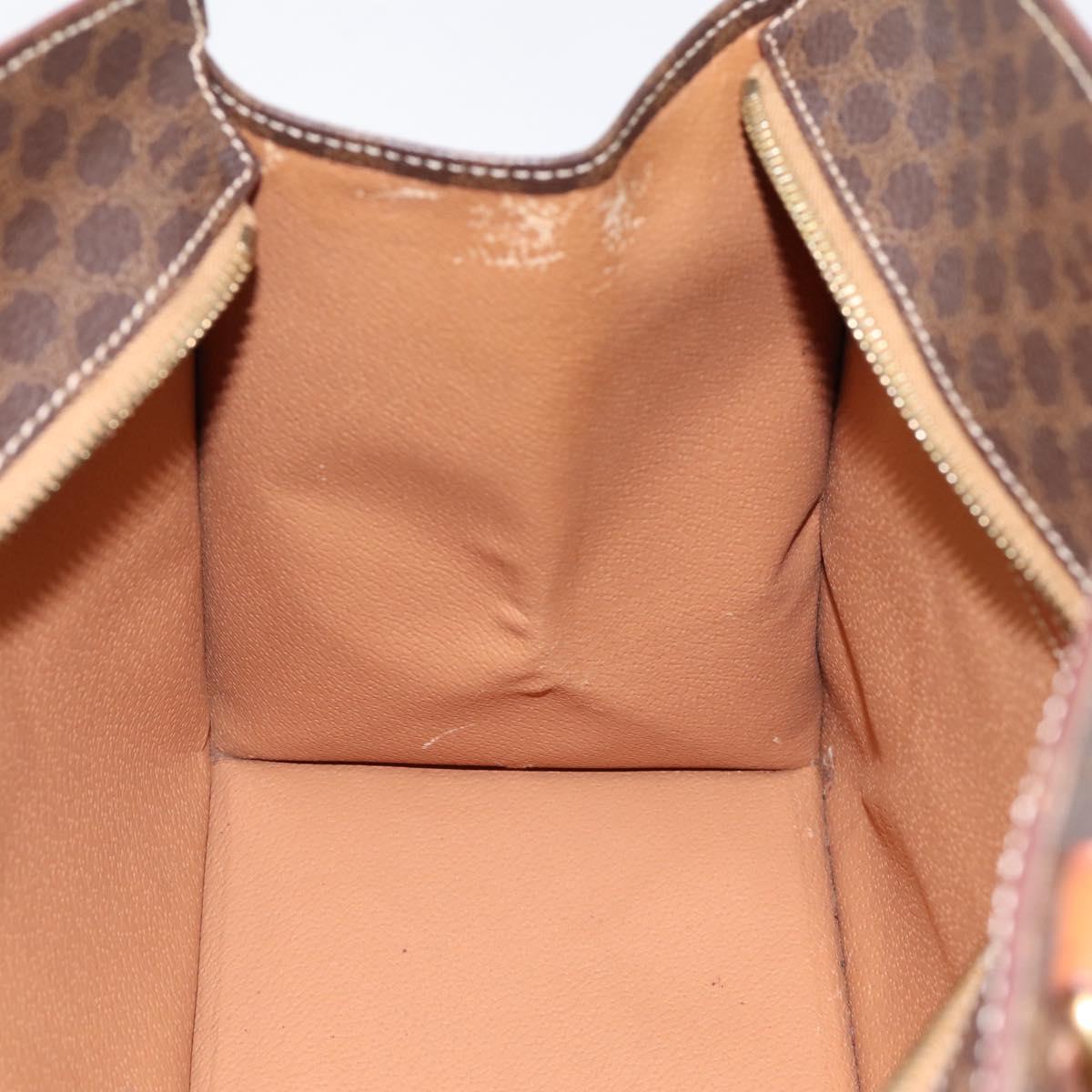 CELINE Macadam Canvas Hand Bag PVC Leather Brown Gold Auth 196285