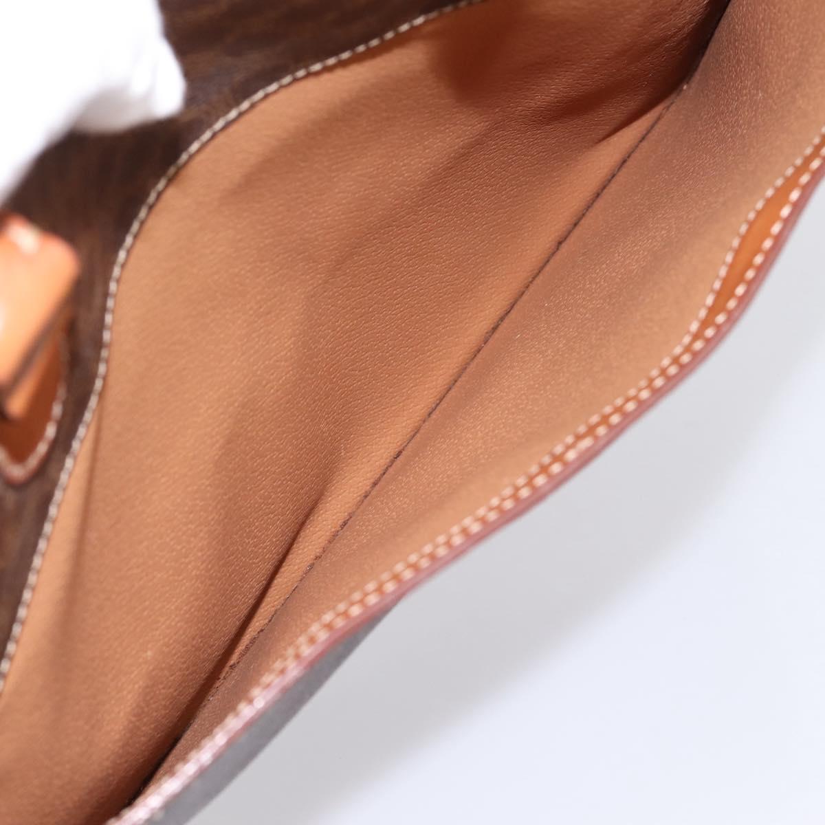 CELINE Macadam Canvas Hand Bag PVC Leather Brown Gold Auth 196285