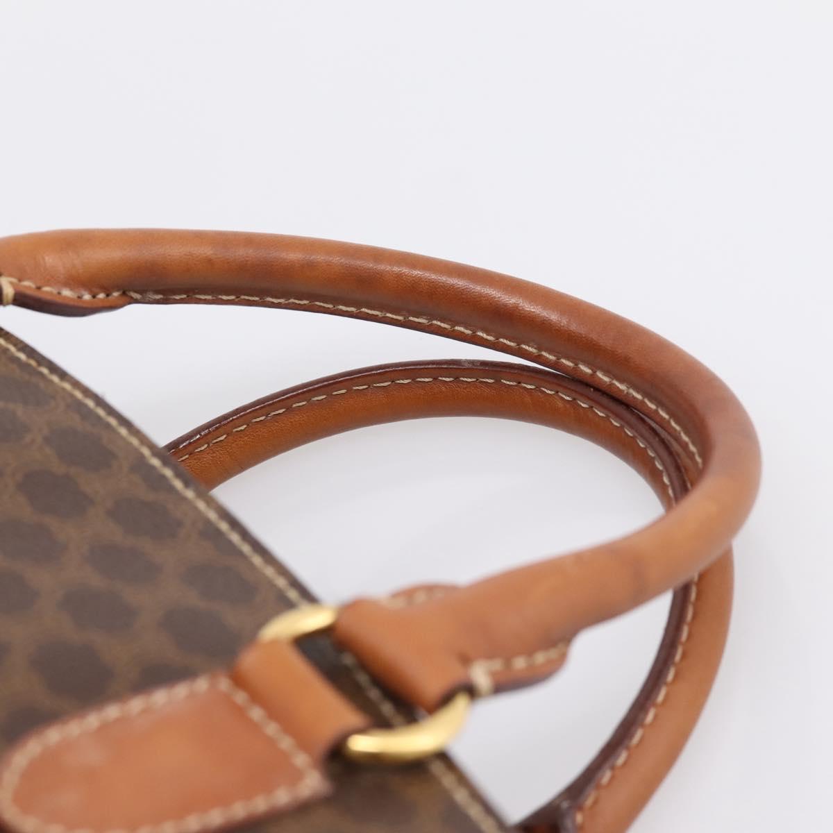 CELINE Macadam Canvas Hand Bag PVC Leather Brown Gold Auth 196285