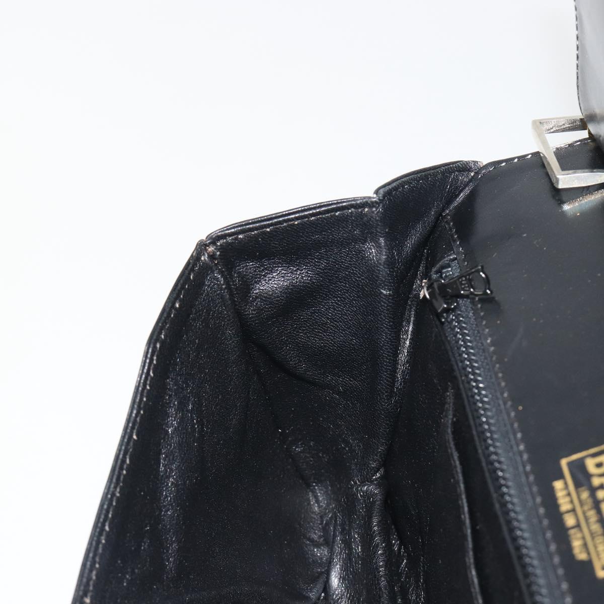 BALLY Chain Shoulder Bag Leather Black Gold Auth 196292