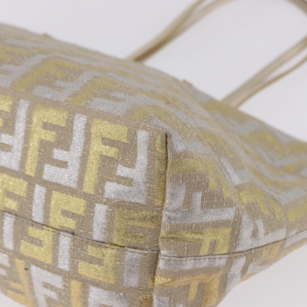 FENDI Zucca Canvas Tote Bag Gold Auth 196293A