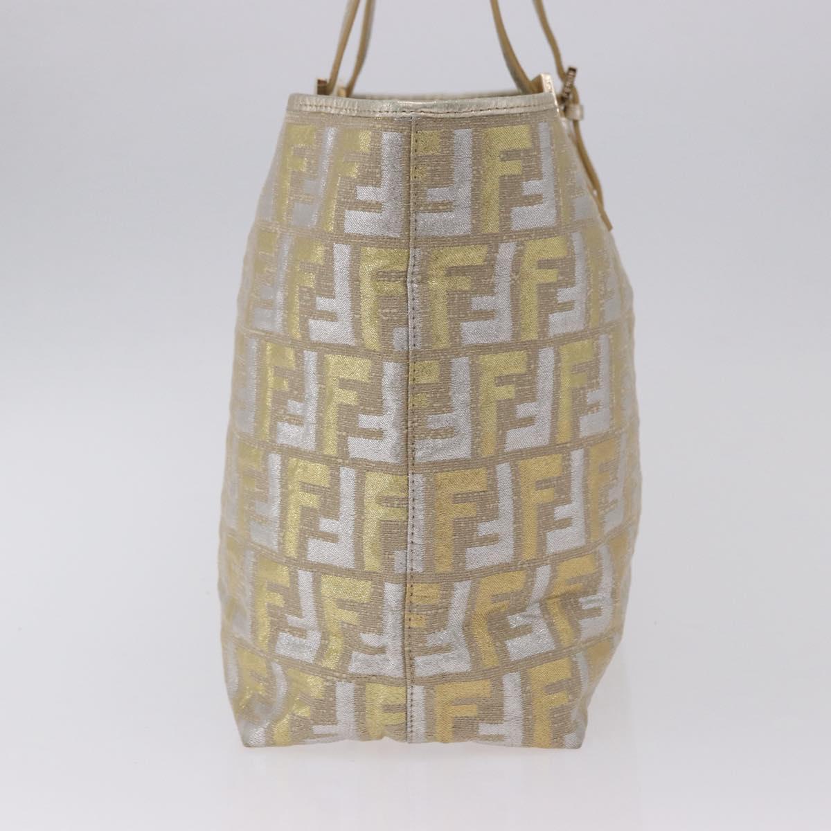 FENDI Zucca Canvas Tote Bag Gold Auth 196293A