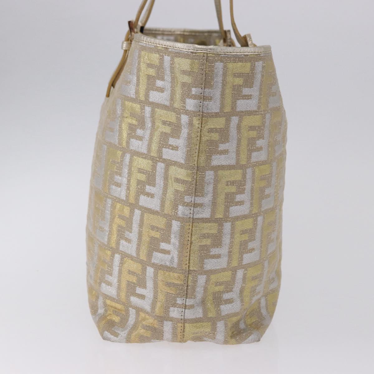 FENDI Zucca Canvas Tote Bag Gold Auth 196293A