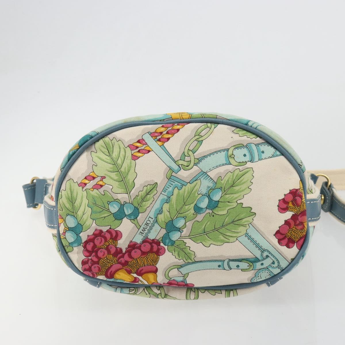 LOEWE Shoulder Bag Canvas Gray Silver Auth 196295
