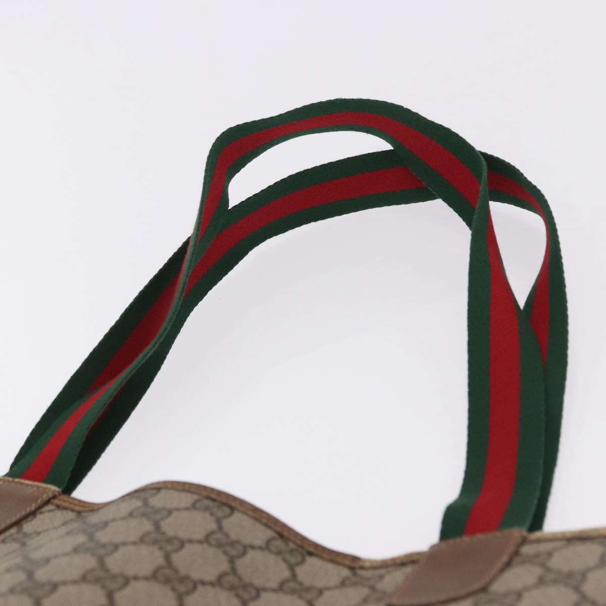 GUCCI GG Supreme Web Sherry Line Tote Bag PVC Beige 39 02 003 Auth 196297